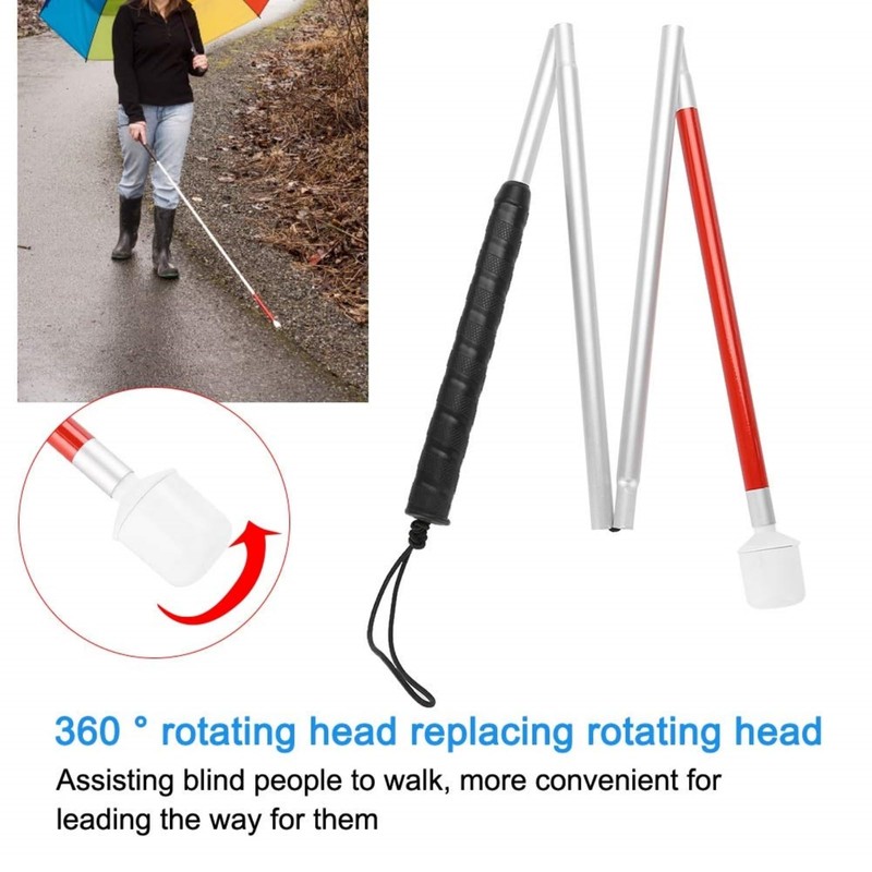 Blind Cane Stick - Mobility Reflective Red-White Foldable Walking Baston