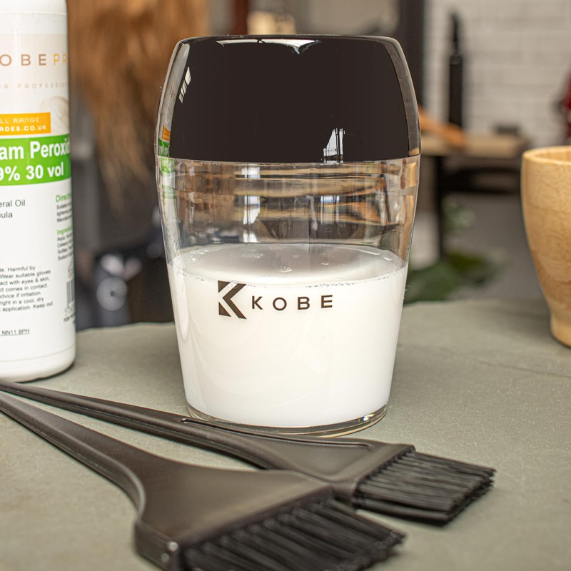 Kobe professional hair dye/hair tint measuring jug and shaker.
