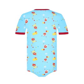Landofgenie Men's Bodysuit Onesie Pyjamas Short Sleeve Romper for Men Bodysuit with Clown Print, lightblue, M