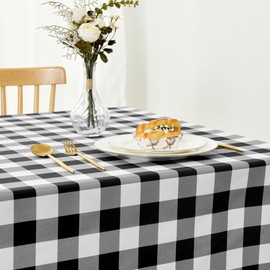 DWCN 60 x 120 Inch Checkered Tablecloth Rectangle - Waterproof,Spillproof Anti-Shrink Soft and Wipable Table Cover for Kitchen Dining, Party, Picnic,Black and White