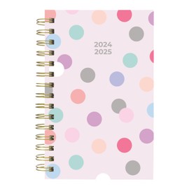 Blueline® Essential Academic Daily/Monthly Planner, August 2024 to July 2025, Gold Twin-Wire Binding, Poly Cover, 8" x 5", Geo Design, Polka Dot (CA214PH.03-25)
