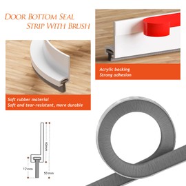 Midslinee 100cm Weiß Dichtungsband für Türen, Dichtung Selbstklebend, Türdichtung Unten mit Türbesen, Bodenabdichtung mit Bürste, Silikon Türdichtung, Emenfengtiao