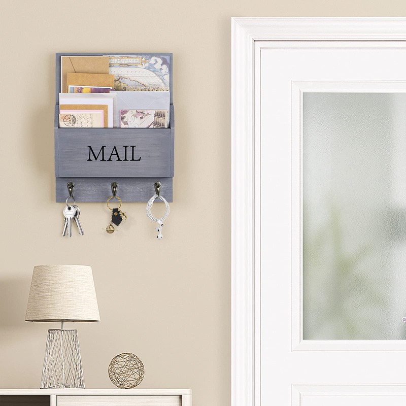 DLQuarts Mail Organizer with Key Holder for Wall Decorative Mail