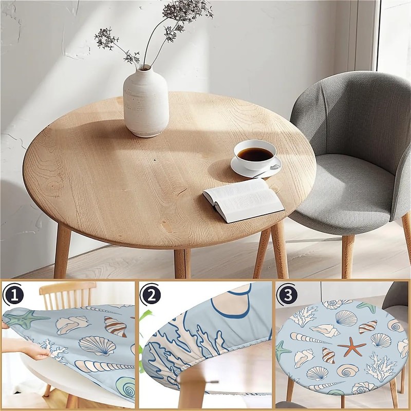 Outdoor Round Tablecloth with Elastic Band, Diameter 90 cm, Elastic