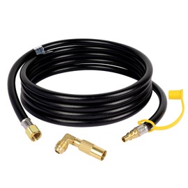 GASPRO 12FT RV Quick Connect Propane Hose with Elbow Adapter, For Blackstone 17" and 22" Griddle, Camp Chef Explorer, Outland Living Fire Bowl, Camping Grill, Portable Fire Pit