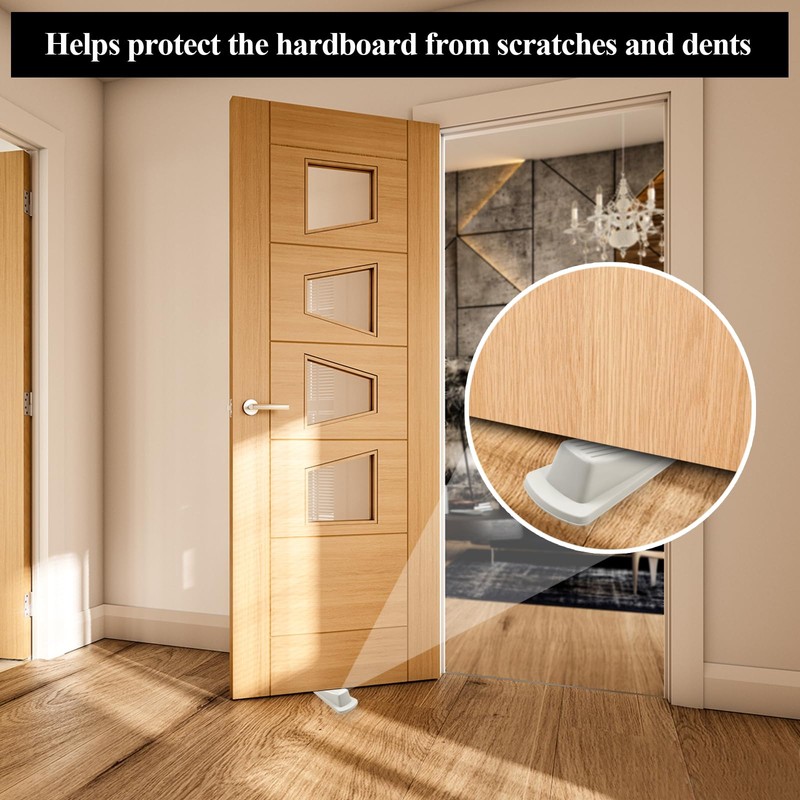 4 Pack Door Stoppers for Bottom of Door, White 4.8x2.2x1.3in