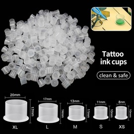 Tattoo Ink Caps Large 1000Pcs - Prgislew 17MM Tattoo Cups with Base Disposable Ink Cups Tattoo Caps Pigment Caps Cups Microblading Permanent Makeup Container Caps for Tattoo Ink Tattoo Supplies
