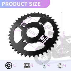40/41/420 Chain Mini Bike Sprocket Kit,40T Tooth 420 Sprocket with 420 Chain Master Links Compatible with Coleman Ct200u/ Bt200x Go Kart Sprocket,Heavy-Duty ATV,Go-Kart,Mini Bike Parts