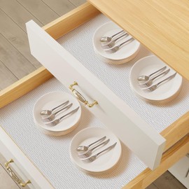 Moriah Shelf Liner Drawer Liners for Kitchen Cabinets Non Adhesive Shelf Paper Non Slip Strong Grip Waterproof Cabinet Protection for Dresser Bathroom Shelves Pantry(White,12'' x 30')