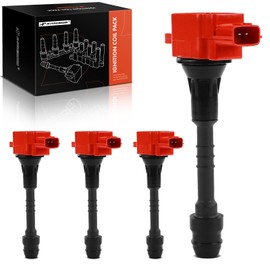 A-Premium (Red) Engine Ignition Coil Pack Compatible with Nissan Sentra 2002 2003 2004 2005 2006 1.8L, 4-PC Set, Replace# 224486N000, 2244895F0A