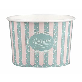 VEPATIM 50 x Paper Ice Cream Cups with Patisserie Motif 260 ml 8 oz