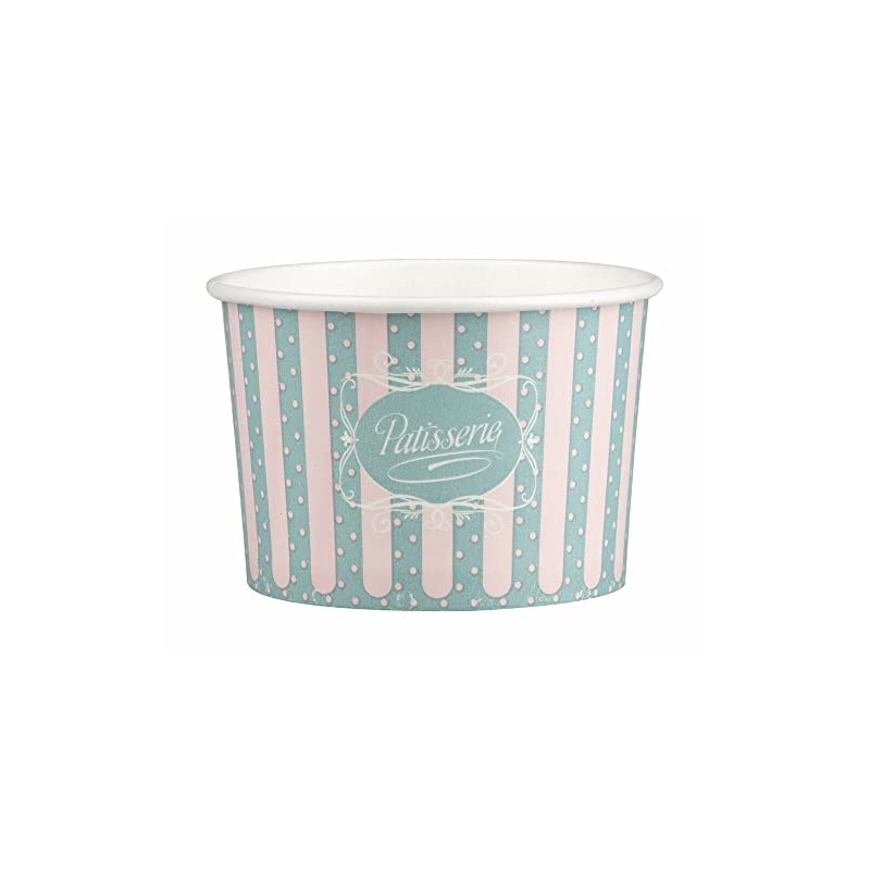 VEPATIM 50 x Paper Ice Cream Cups with Patisserie Motif