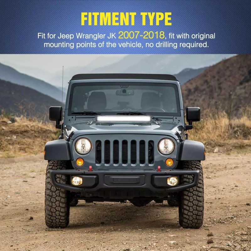 Nilight 2PCS Hood Mounting Brackets for 07-16 Jeep Wrangler JK
