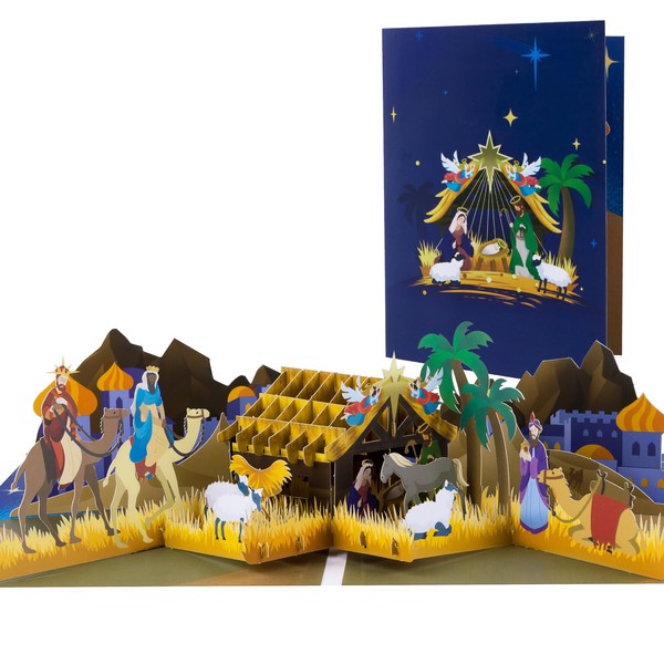 Magic Ants Nativity Scene 3D Pop-Up Christmas Card – Handmade