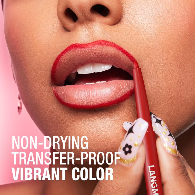 LANGMANNI 12 Colors Sculpting Matte Velvet Lip Liner Set,Smooth Creamy