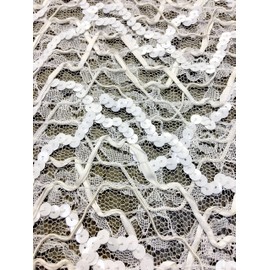 Polyester Non-Stretch Lace with Ribbon, Sequin and Trim Cord Fabric