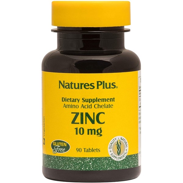 NaturesPlus Zinc Tablets - 10 mg, 90 Vegetarian Supplements - Immune System Supplement for Cellular Growth & Repair - Promotes Healthy Digestion, Metabolism & Vision - Gluten-Free - 90 Servings