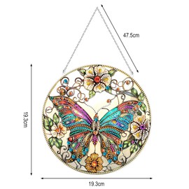 Diamond Painting Window Pictures Butterfly Diamond Painting Window Picture Door Wreath Pendant with Chain Window Decoration Glitter Spring Window Decoration Diamond Painting Stand for Entrance Wall