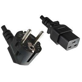 DINIC Power Cable CEE 7/7 Earthing Contact Plug to C19 for 16 A, VDE (1.80 m, Black)