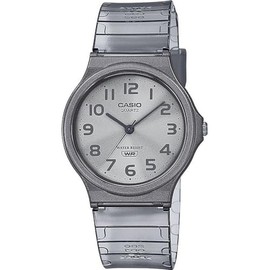 Casio Unisex 35.00mm Quartz Watch with White Analogue dial and Grey Plastic/Resin Bracelet Strap MQ-24S-8BEF
