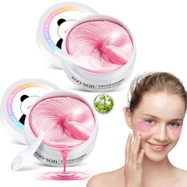 60 Pares Parches para Ojos, Máscaras de Colágeno de Algas Marinas, Parches para Contorno de Ojos, Antienvejecimiento, Elimina Bolsas, Círculos Oscuros y Descoloración, Antiarrugas, Hidratante, 2 PACK