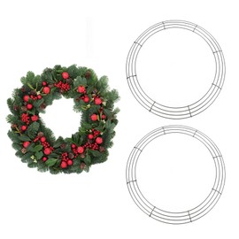 2 Pack Wreath Frame 16 Inch Wire Wreath Frame Round Metal Wreaths Form Dark Green Wire Wreaths Ring for DIY Craft Floral Arrangements Front Door Outdoor Wedding Christmas Home Decor Making Supplies