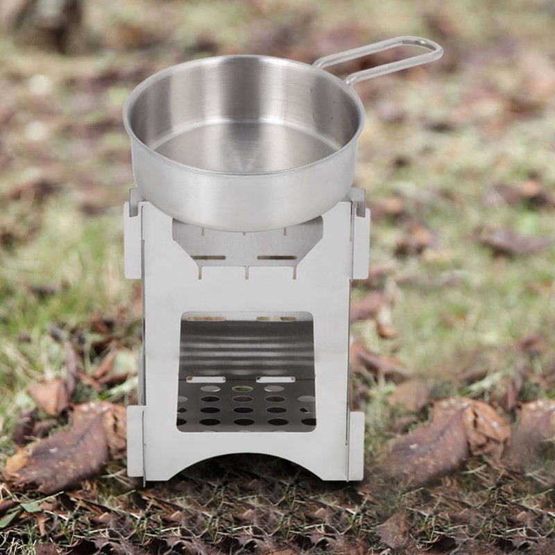 Portable Stainless Steel Folding Wood Burning Stove Mini Cooker for