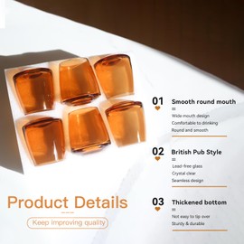 Brown Stemless Wine Glasses Set 6-Colorful Wine Glasses Stemless for Wine water,whiskies, juices, cocktails,Unique Gifts for Mother day Birthday Wedding Party