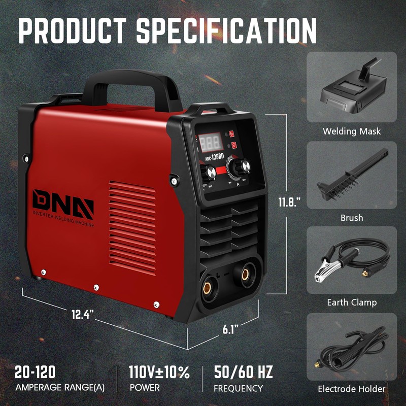 DNA MOTORING 120A/110V ARC Welder Machine, Portable Hot Start Welding