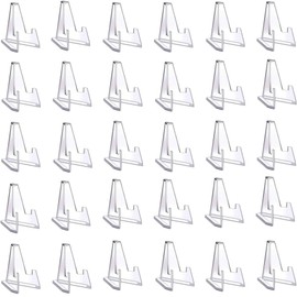 CuiCanfla 30pack Mini Clear Acrylic Easel Stands Card Stands, Mini Clear Coin Display Stand, Clear Multifunctional Display Holder, for Display Coin Display Easel