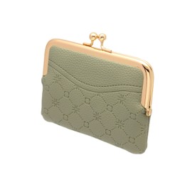 Coin Purse Vintage Bag Lock Wallet Buckle Kiss Lock change purse change holder wallet coin Leather coin wallet(F green)