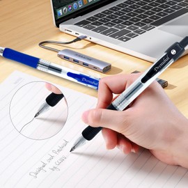 Drenubal PENS bulk pack of 12 ink pens, Retractable ballpoint pens Medium point 0.5 mm, 6 black pens & 3 Blue pens 3 red pens &combo pack, Red+Blue+Black