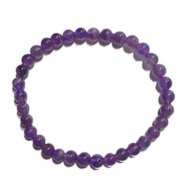 Amethyst Kugel-Armband | Edelstein Perlen-Armband | 6 mm lila Kristall Kugeln dehnbar