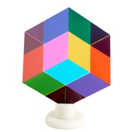 ZhuoChiMall CMY Color Cube with Rotating Stand，2.0 inch (50 mm) Acrylic Prism CmyCube with Base, Office Desk Decoration Toys, Science and Education Gift for Kids，Silent Fidget Toys for Adult…