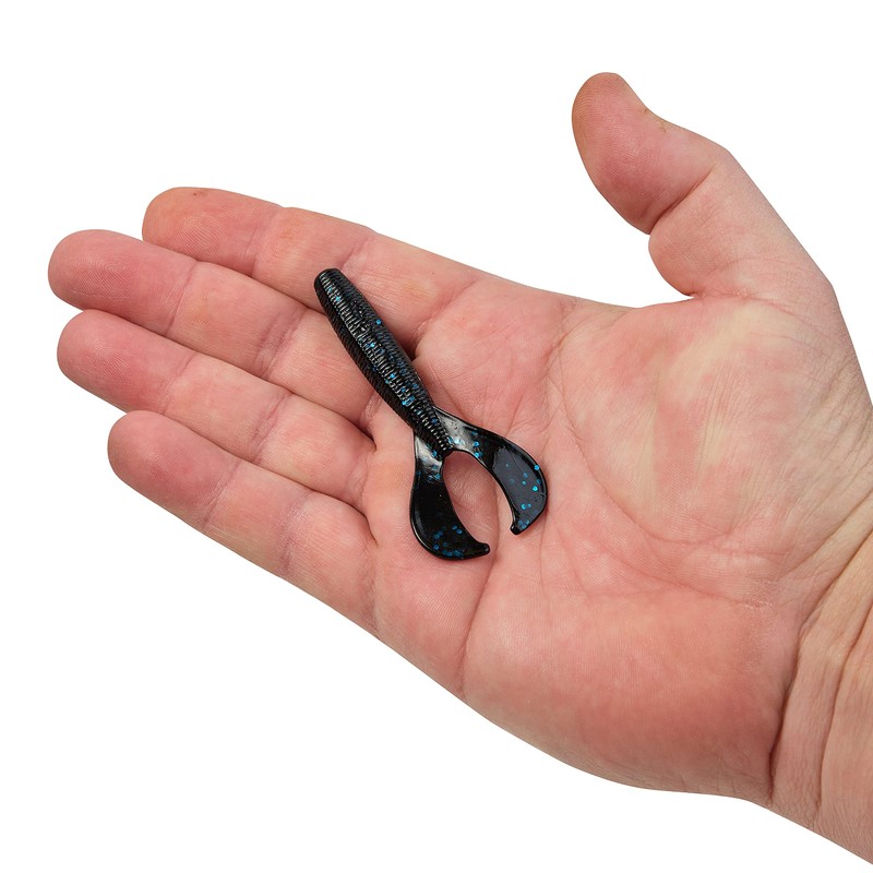 PowerBait The Boss Grub Black Blue Fleck 3in | 8cm