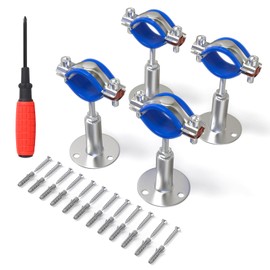 TAISHER 4PCS 304 Stainless Steel Wall Mount Ceiling Mount Adjustable Pipe Supports，Adjustable Pipe Strap Bracket Clamp，Suitable for 1/2 inch diameter tubes (19-22mm)，Adjustable Height 50-100mm