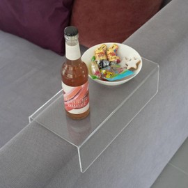 Armrest Tray Acrylic Glass 25 x 20 cm for Modern Living Elegant Sofa Tray Couch Stable and Transparent Armrest Tray 4 mm (25 x 20 cm, Linear)