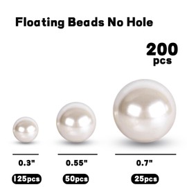 FUTUREPLUSX 200PCS Floating Beads No Hole Vase Fillers, Floating Beads Table Centerpieces Gloss Pearl Beads Mixed Sizes for Floating Candle Home Decoration, Ivory Pearl Party Decor