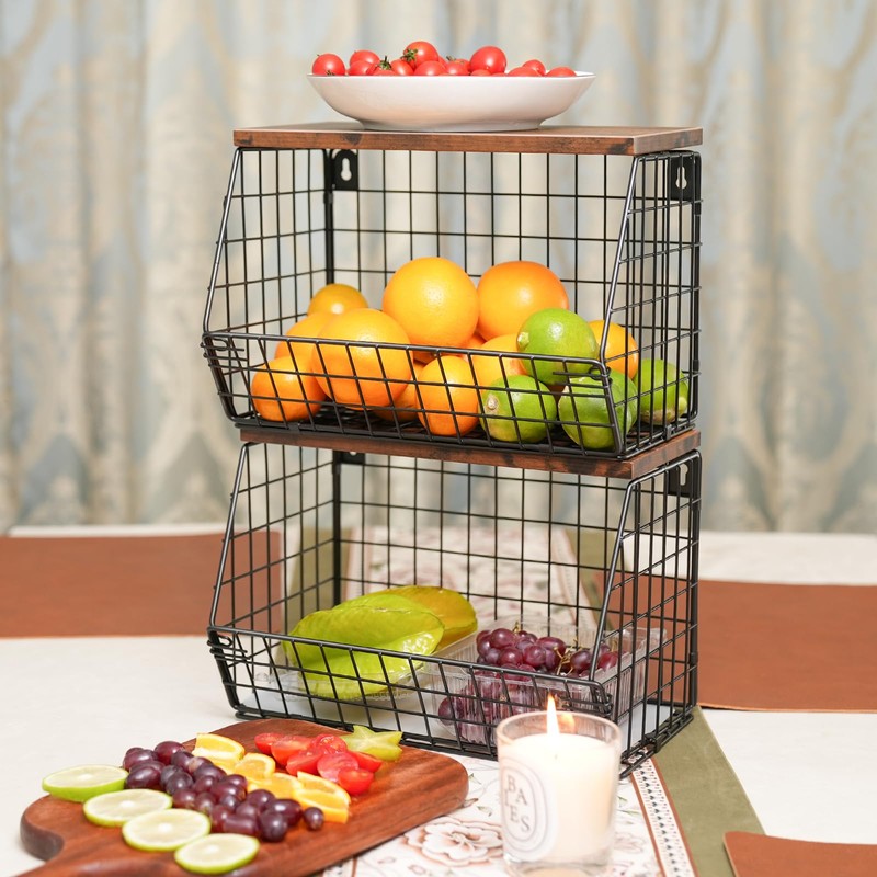 Mefirt Fruit Bowl, Stackable Wall Mounted Fruit Basket of Smooth