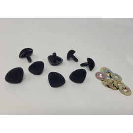 Zim's 24mm Fuzzy Flocked D-Type Triangle Plastic Safety Nose for Craft Toy Dog Animal (Pack of 8)