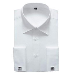 Alimens & Gentle French Cuff Regular Fit Dress Shirts (Cufflink Included) White