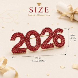 LOGOFUN 2026 Rhinestone Graduation Brooch Pin, Red