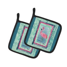 Caroline's Treasures 8107-CPTHD Bird - Flamingo Pair of Pot Holders Kitchen Heat Resistant Pot Holders Sets Oven Hot Pads for Cooking Baking BBQ, 7 1/2 x 7 1/2