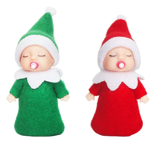 2PCS Christmas Mini Baby Elves,Tiny Baby Elf Doll Cheeky Elf Accessories Baby Twins Christmas Tradition Novelty Toys,Christmas Mini Elf Baby Doll for Girls Xmas New Year Gifts Stocking Stuffers