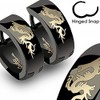 Unisex Stainless Steel Folding Hoop Earrings Dragon Hoop Earrings Black,