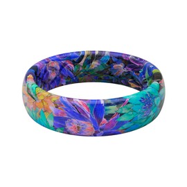 Groove Life Aspire Twilight Blossom Silicone Ring Breathable Rubber Wedding Rings for Women, Lifetime Coverage, Unique Design, Comfort Fit Ring - Size 9