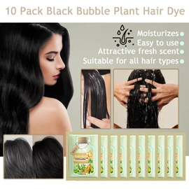 10 Pack Black Bubble Plant Hair Dye,Black Hair Dye Shampoo,Hair Color Shampoo for Gray Hair Coverage,Easy to Dye Shampoo for Women & Men