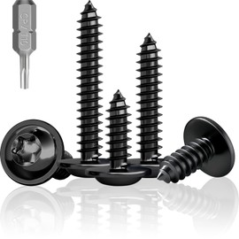 Jyvex Wood Screws Torx Black M3 x 12 Pack of 100 Stainless Steel A2 V2A Self-Tapping - Torx Flat Head Full Thread for Acoustic Panels, Wood and Metal