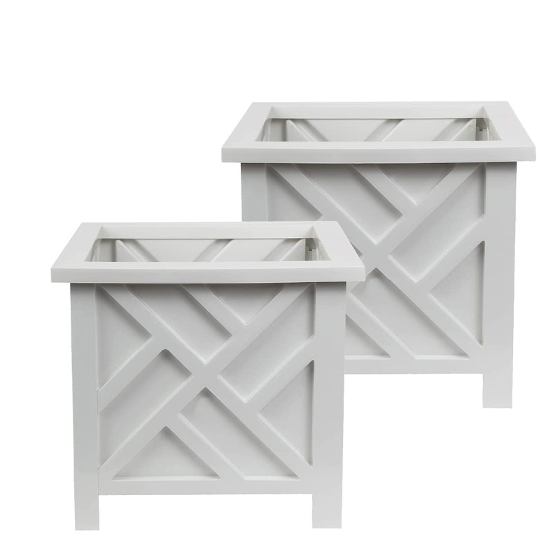 Trenton Gifts Chippendale White Planter Box Set of 2 -