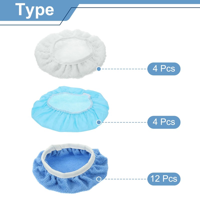 sourcing map 20pcs Car Polisher Bonnet Buffing Pad Set Micro-Fiber